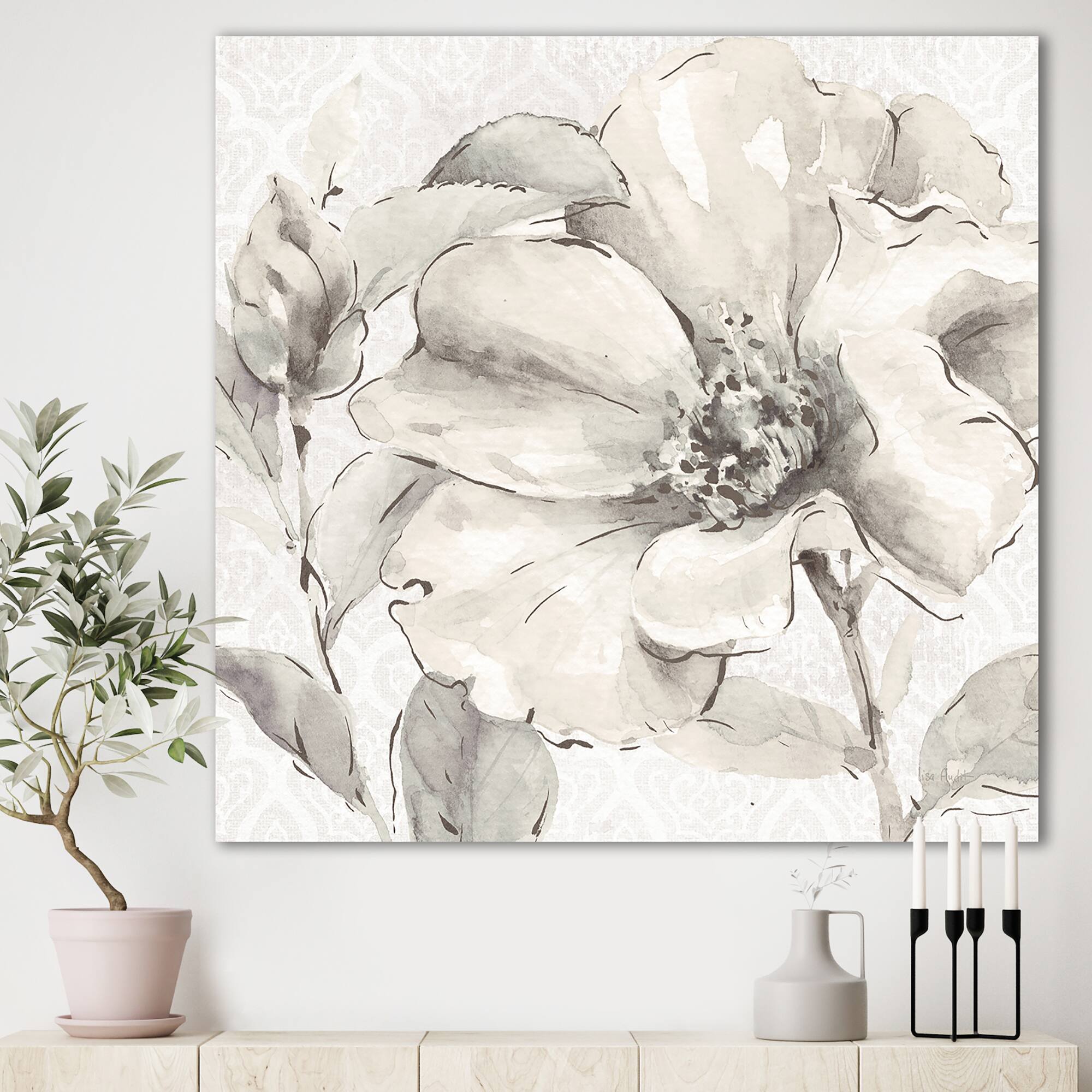 Designart - Indigold Grey Peonies IV